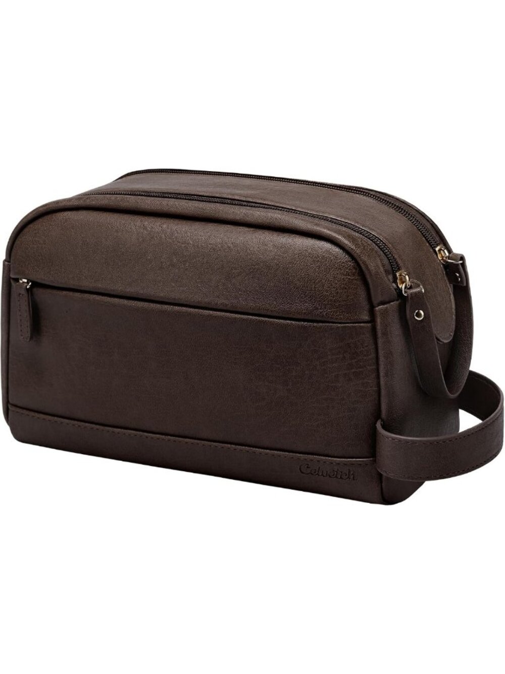 Stylish Dark Brown PU Leather Toiletry Bag for Men | Travel Organizer & Grooming